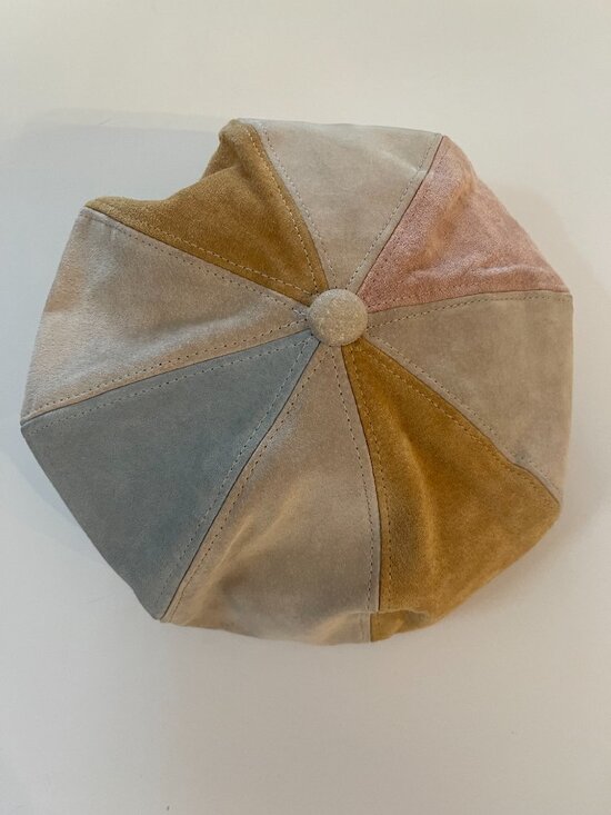 Vintage Y2K Liz Claiborne Suede Patchwork Baker Boy Hat main image 6